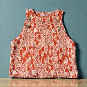 Zara Tank Top Textured Knit Jewels Rhinestone Womens Medium